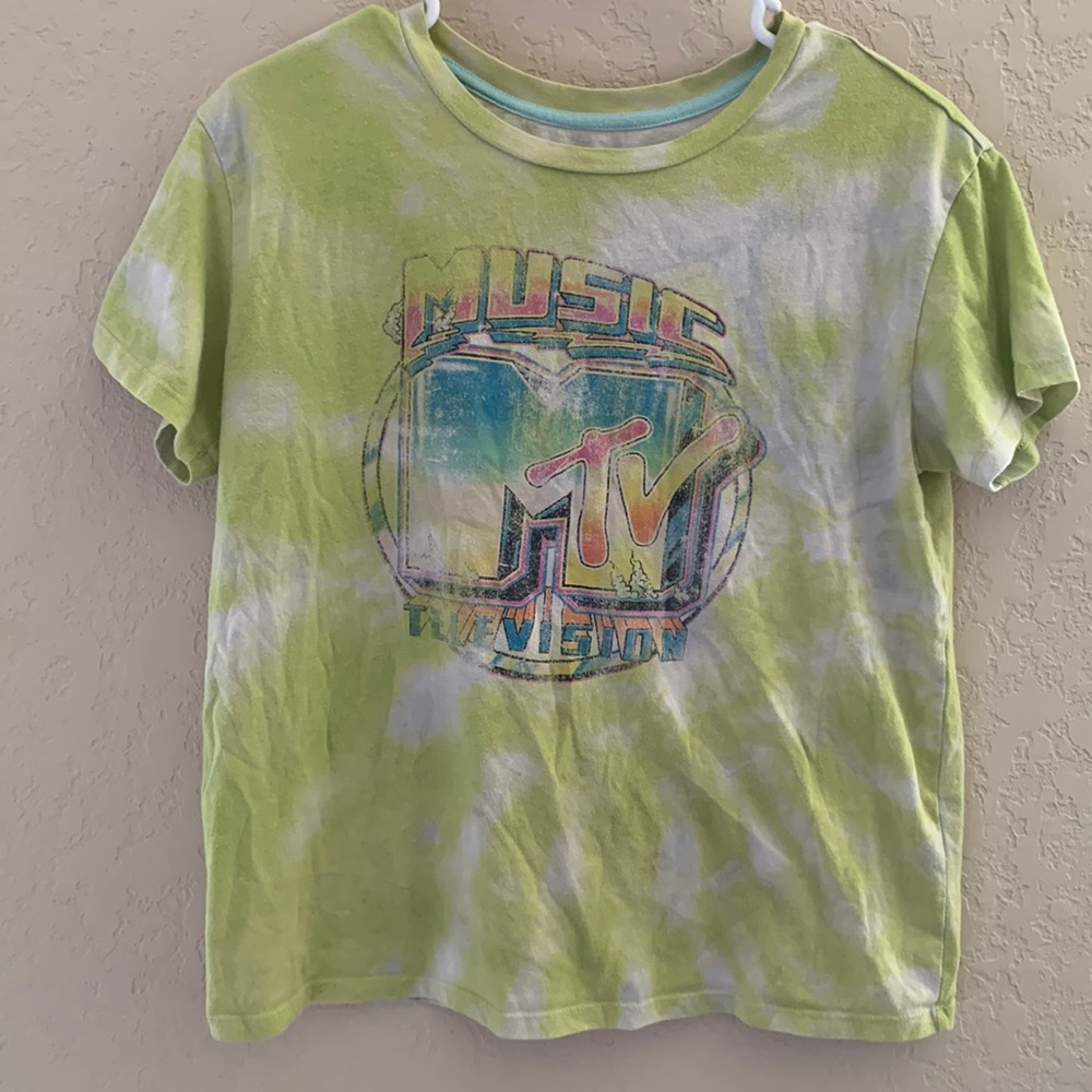 A tie-dye faded MTV shirt